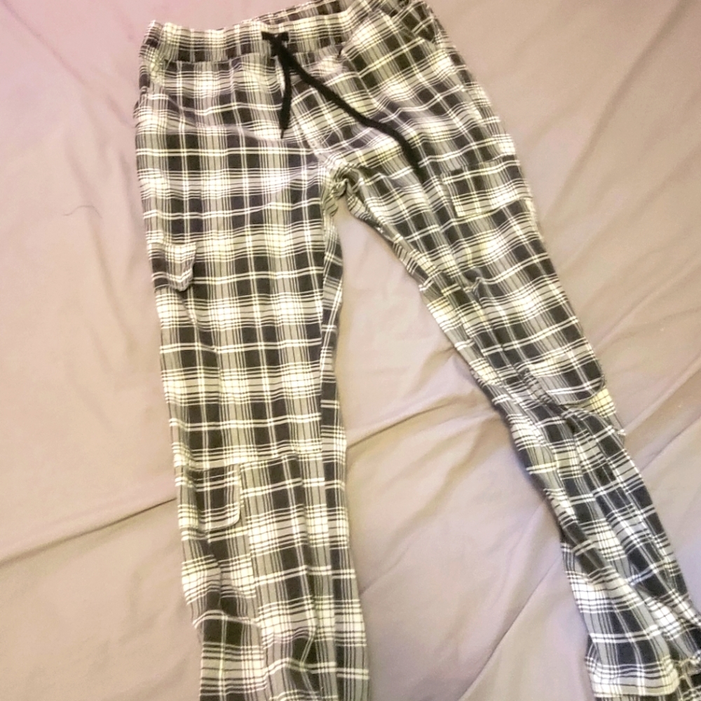 Black and white cargo pants